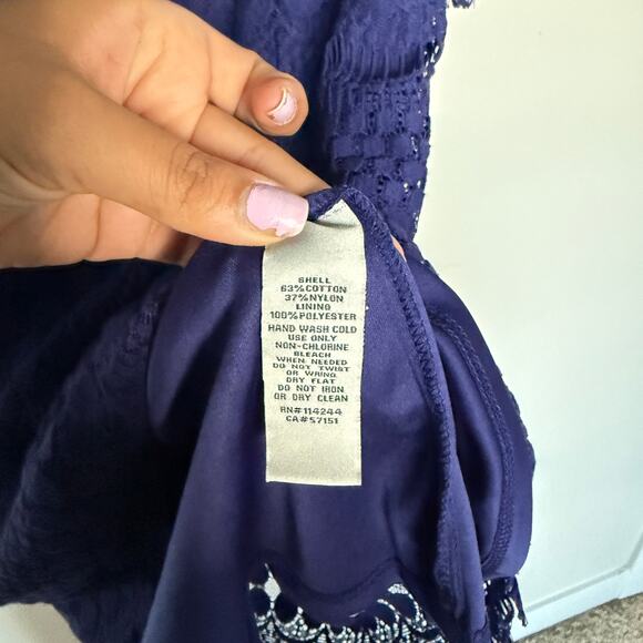 Eliza J Womens Dress 6 Royal Blue 3/4 Sleeve Lined Sheath Lace Midi Event Party - Picture 5 of 6